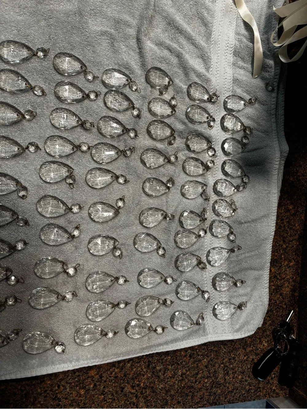 Glass Teardrop Crystals Set of 60